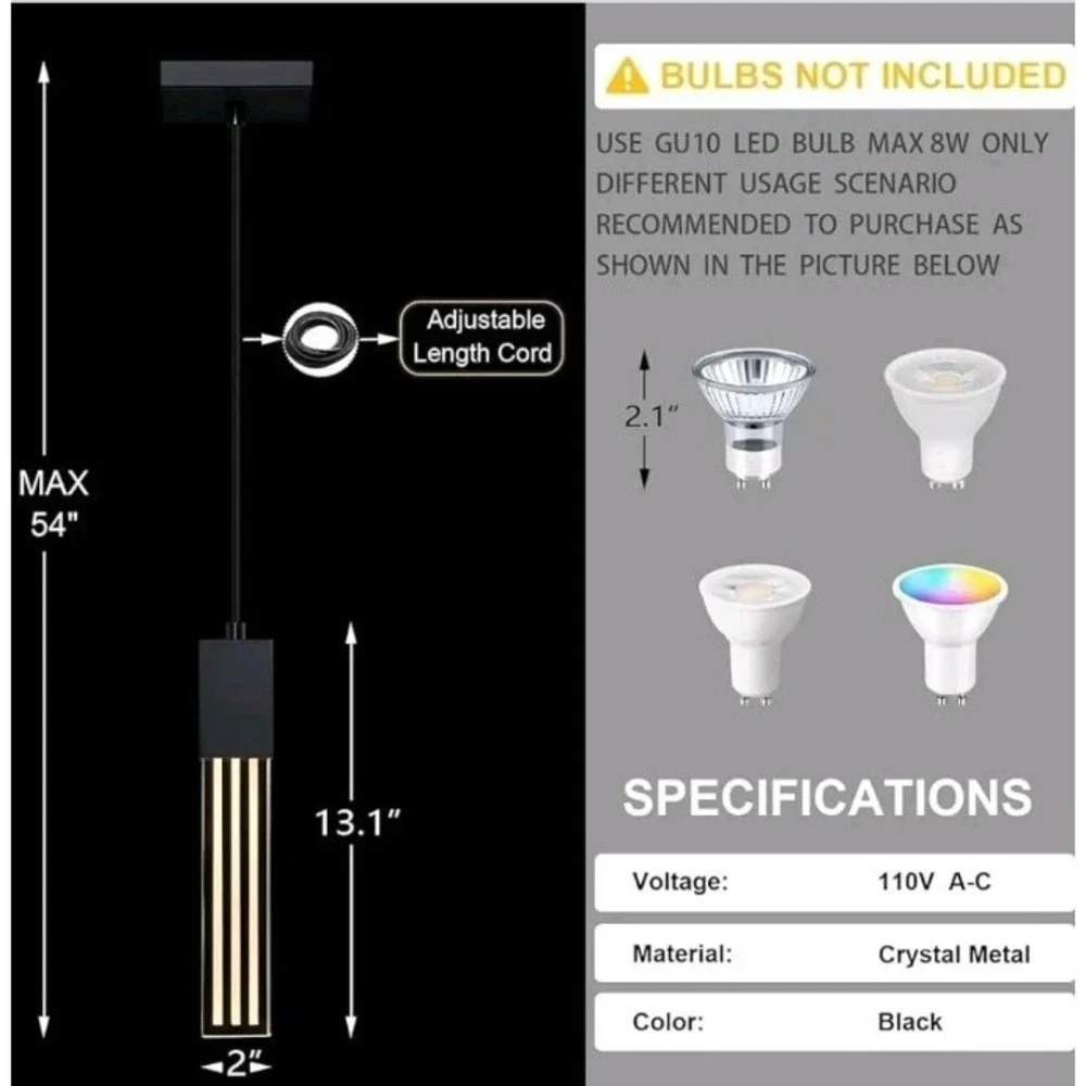 3 Pack Black LED Pendant Light Modern Ceiling Chandelier Kitchen Bedroom Fixture